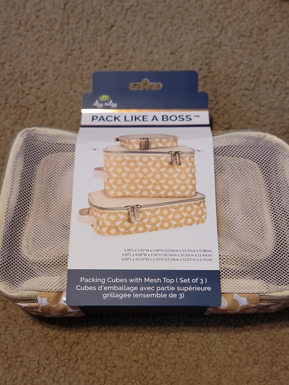 NWT Itzy Ritzy Beige Floral Packing Cubes Set - 3pc